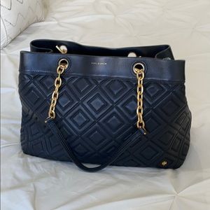 Tory Burch Black Fleming Triple Compartment